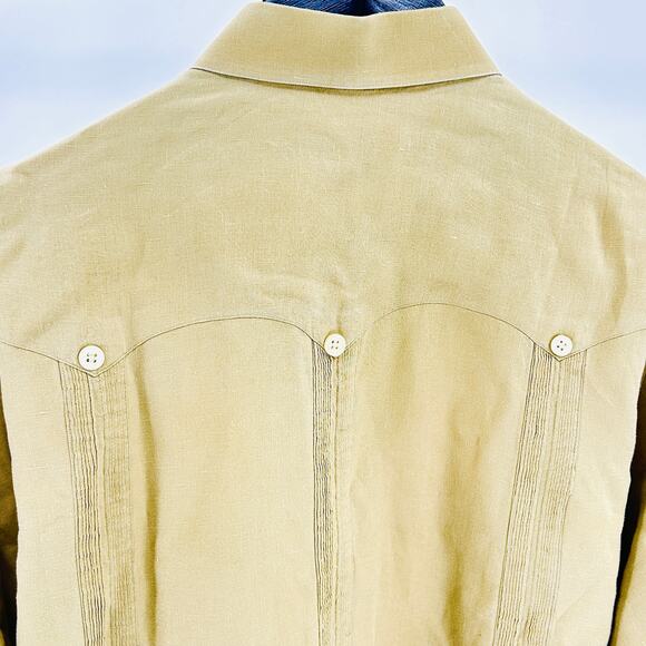 Rare Vintage Cafe Versailles Miami Beige Tan Long Sleeve Guayabera Shirt - Picture 6 of 10